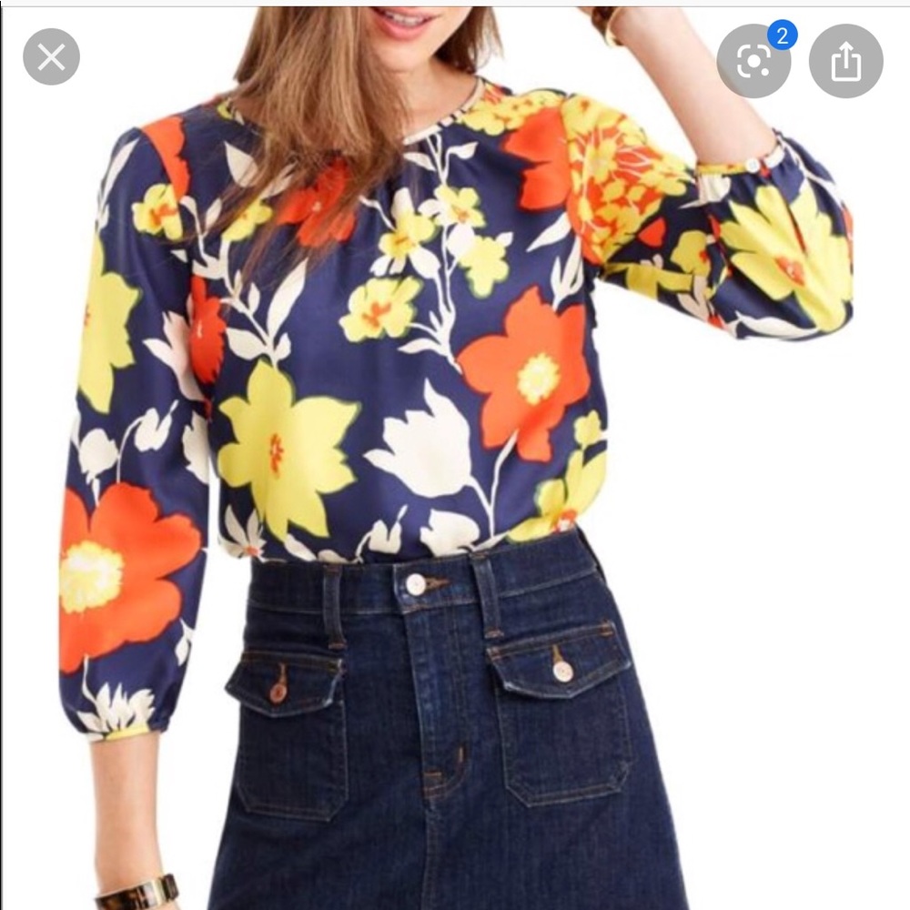 J Crew Floral Silk Blouse - Picture 2 of 2